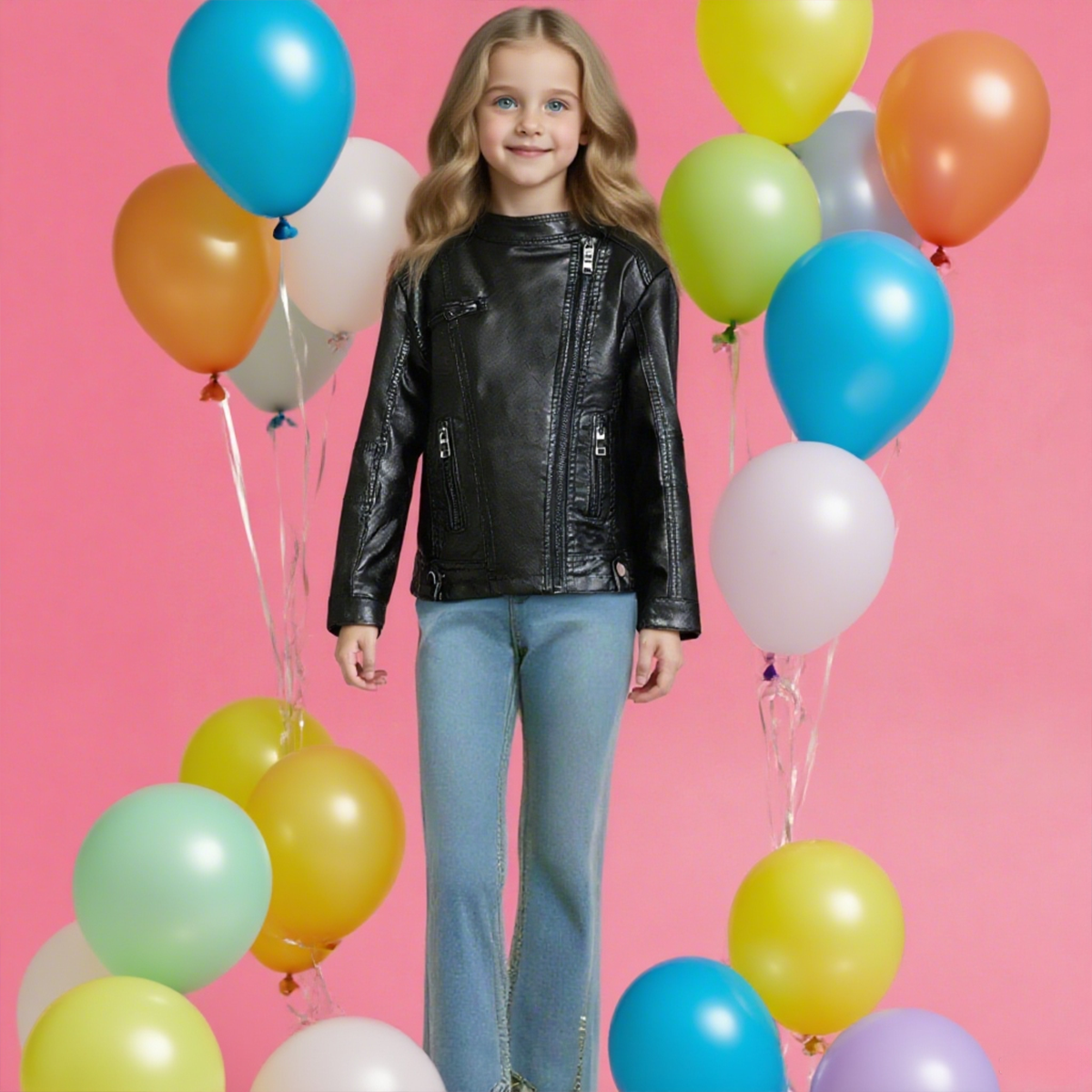 Personalized Kids Embroidered Zip Up Faux Leather Jacket| Cloth250
