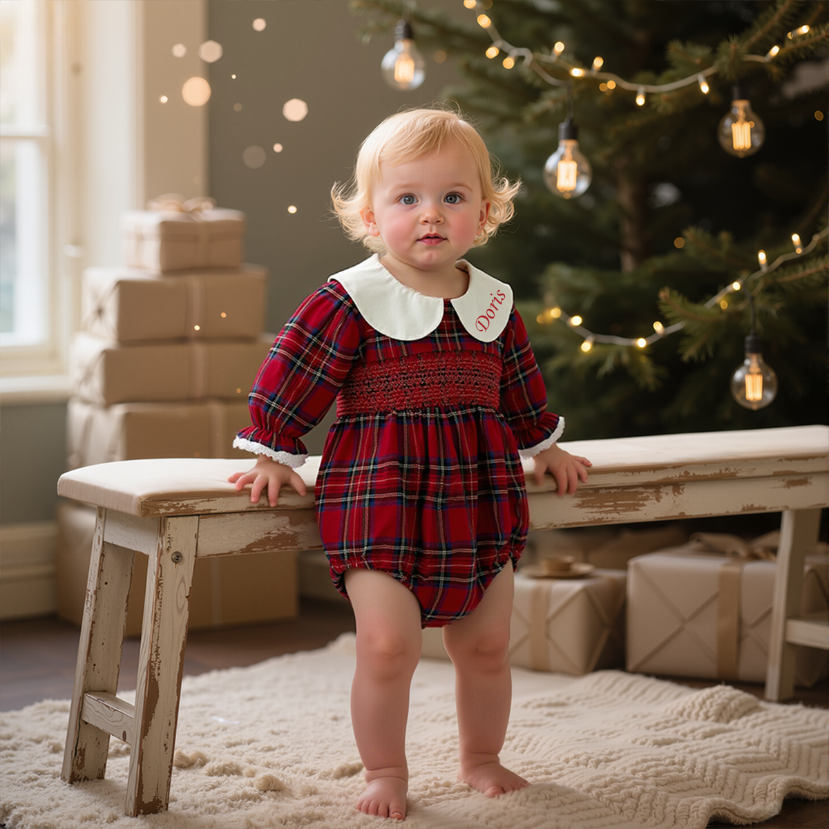 Personalized Girl Embroidered Christmas outfit| Cloth243