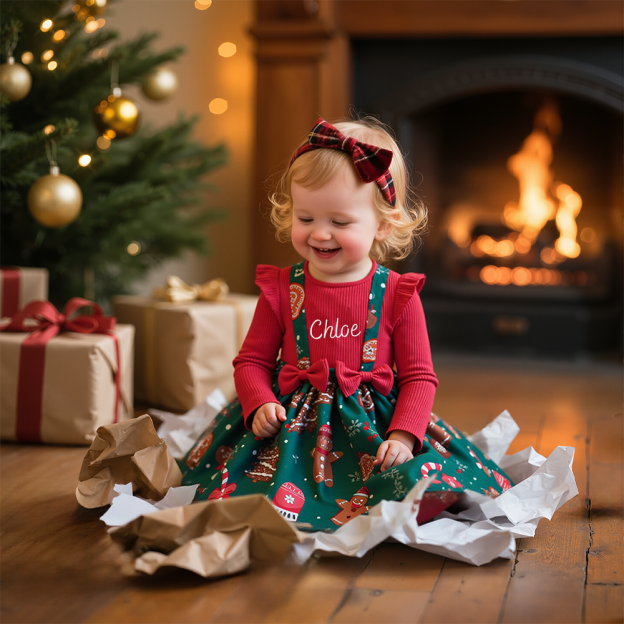 Personalized Girl Christmas Cute Bow Dress|YESMC02