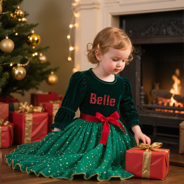 Personalized Girl Christmas Cute Bow Dress|YESMC03