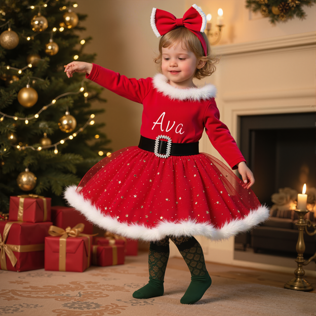 Personalized Girl Christmas Dress| Cloth64