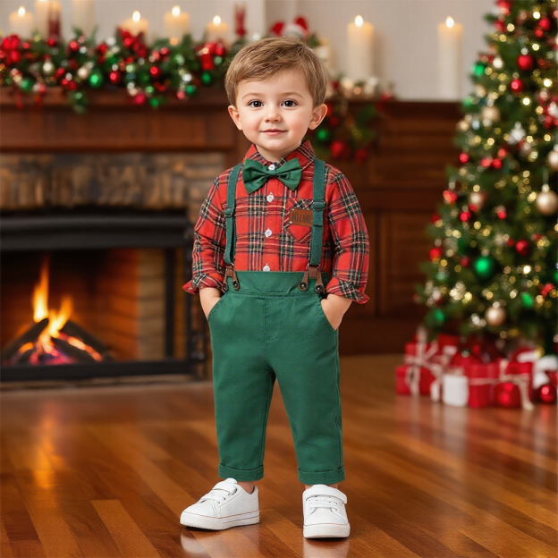 Personalized Leather Patch Boy Christmas Retro Outfit| YESMC24