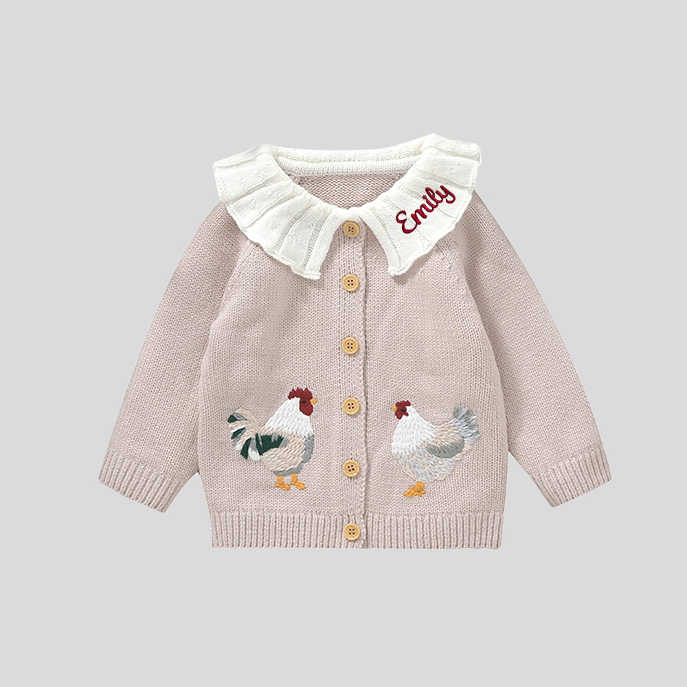 Personalized Baby Embroidered Chick Cardigan| BBcloth102