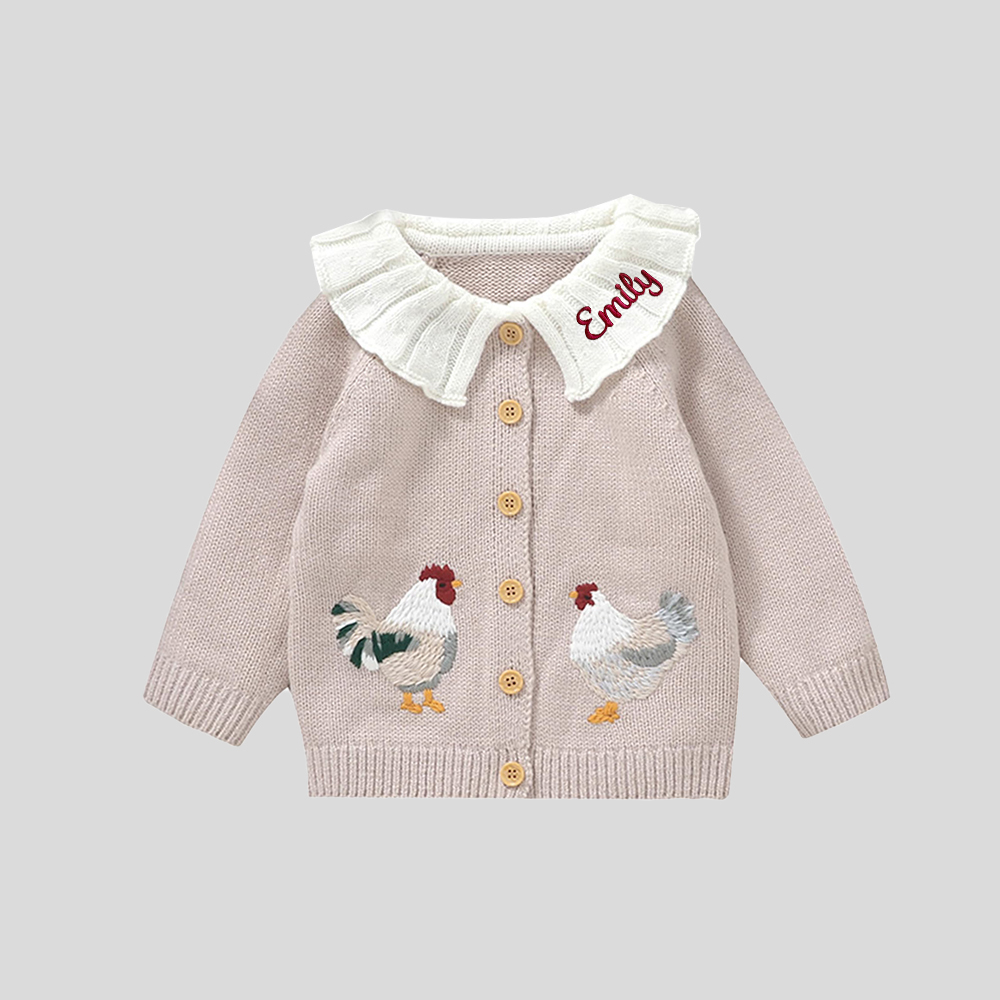 Personalized Baby Embroidered Chick Cardigan| BBcloth102
