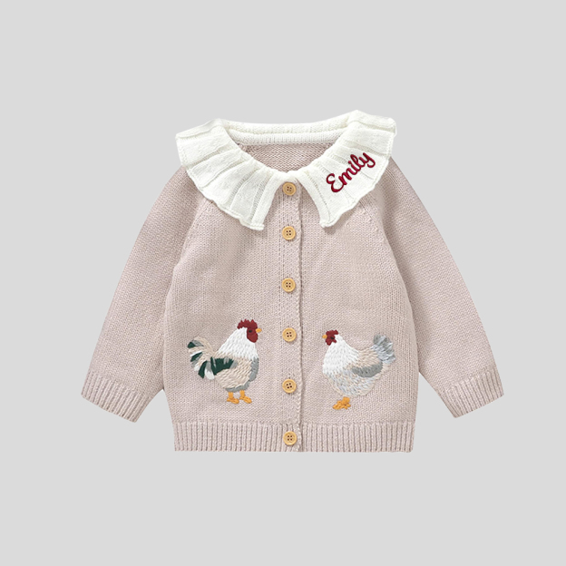 Personalized Baby Embroidered Chick Cardigan| BBcloth102