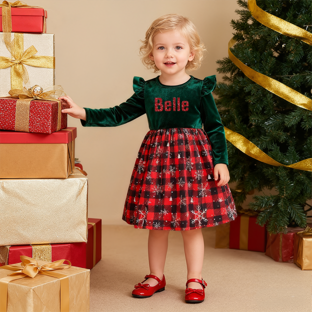 Personalized Girl Christmas Cute Snowflake Dress| YESMC25