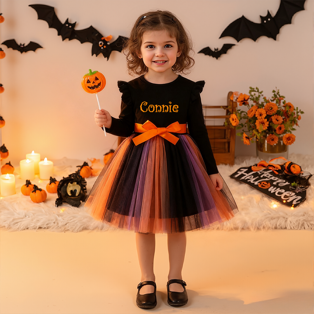 Personalized Girl Halloween Tuell Dress| YESHalloween08