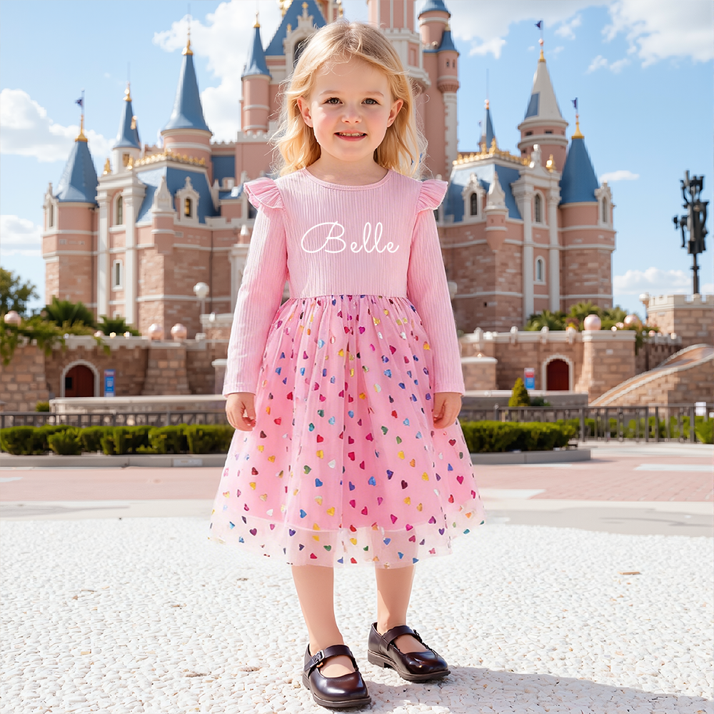 Personalized Girl Long Sleeve Cute Tulle Dress| Dress37