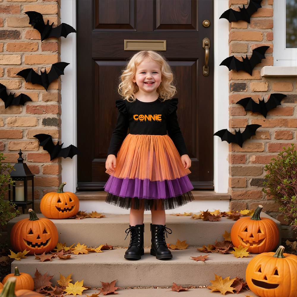 Personalized Girl Halloween Tulle Cake Dress| YESHalloween09