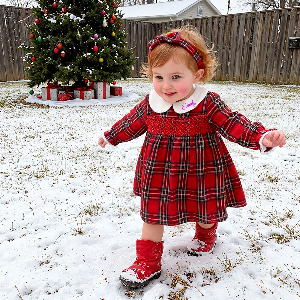 Personalized Girl Red Dress With Headband| YESMC29