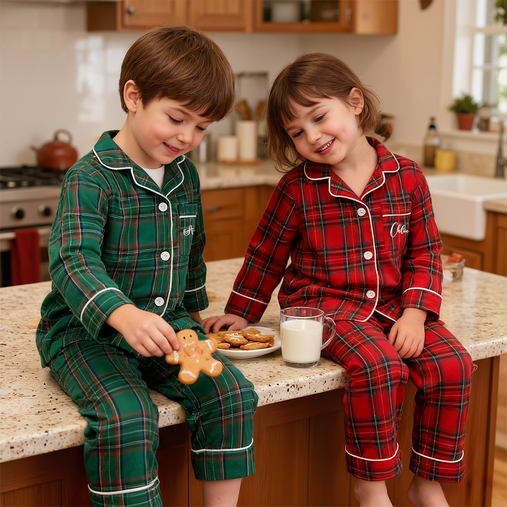 Personalized Kids Siblings Matching Plaid Pajamas| YESMC31