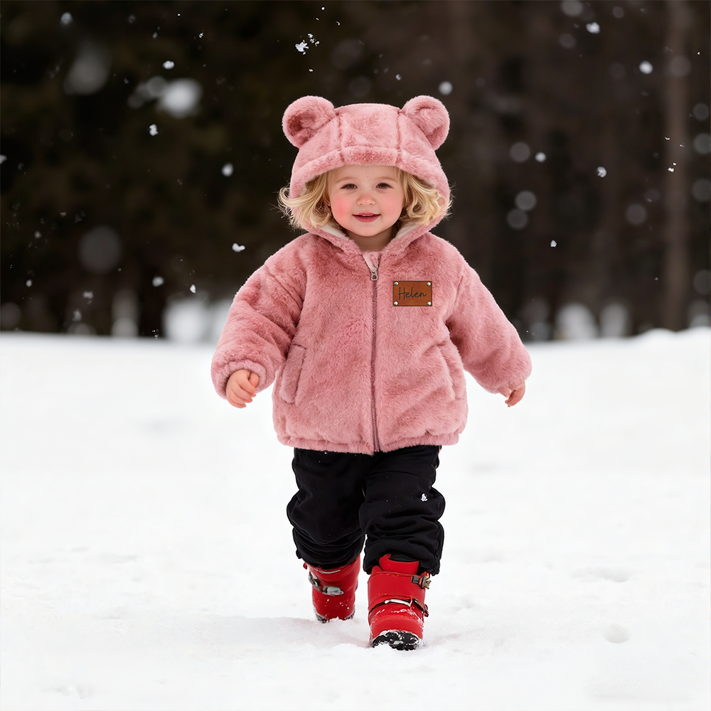 Personalized Leather Patch Kids Bear Jacket| Cloth255