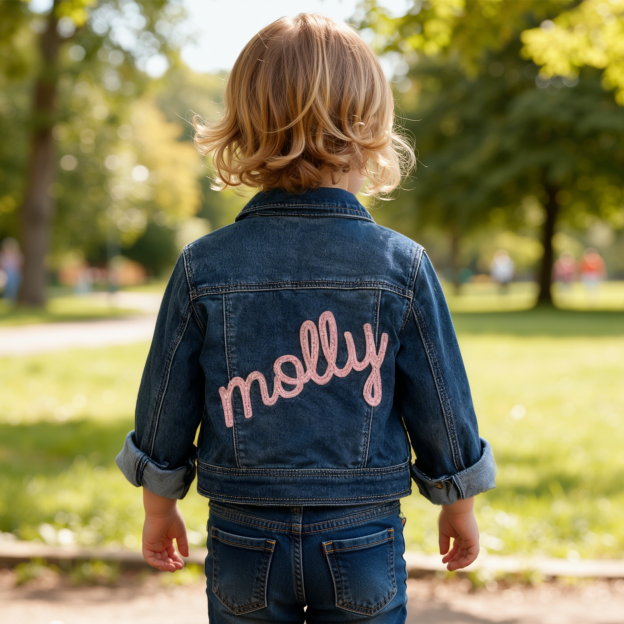 Personalized Hand-Embroidered Kid Denim Jacket| Cloth258