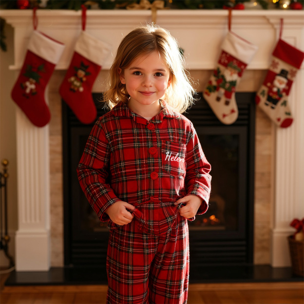 Personalized Kids Xmas Plaid Pajamas| YESMC33