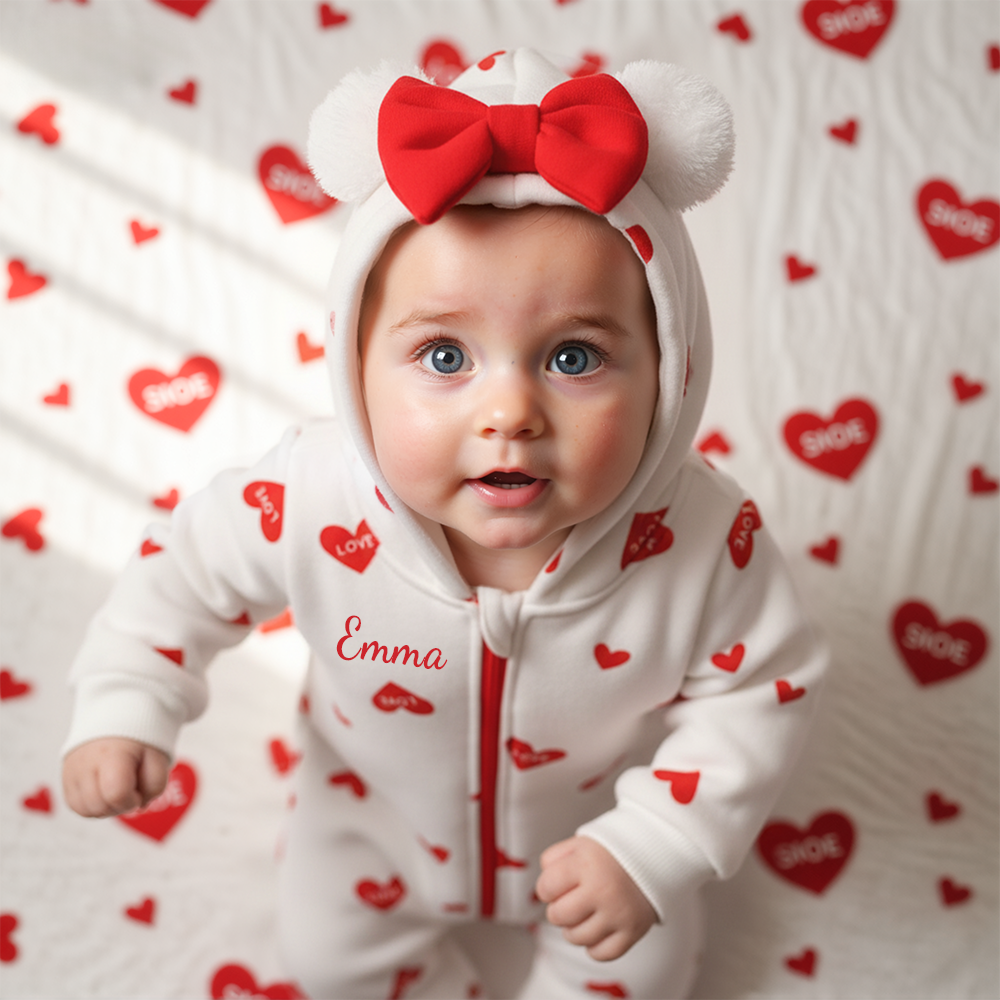 Personalized Baby Girl Love Heart Jumpsuit| BBcloth112