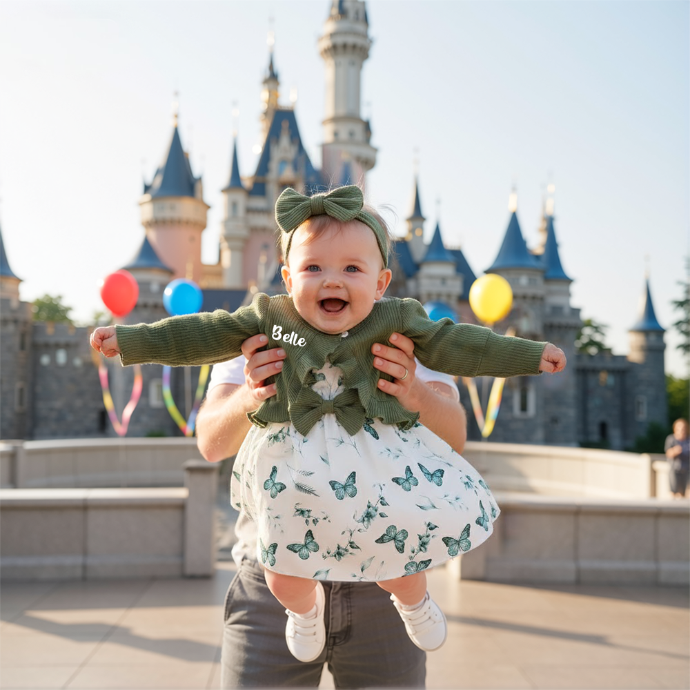 Personalized Baby Girl Butterfly Dress With Headband| BBcloth111