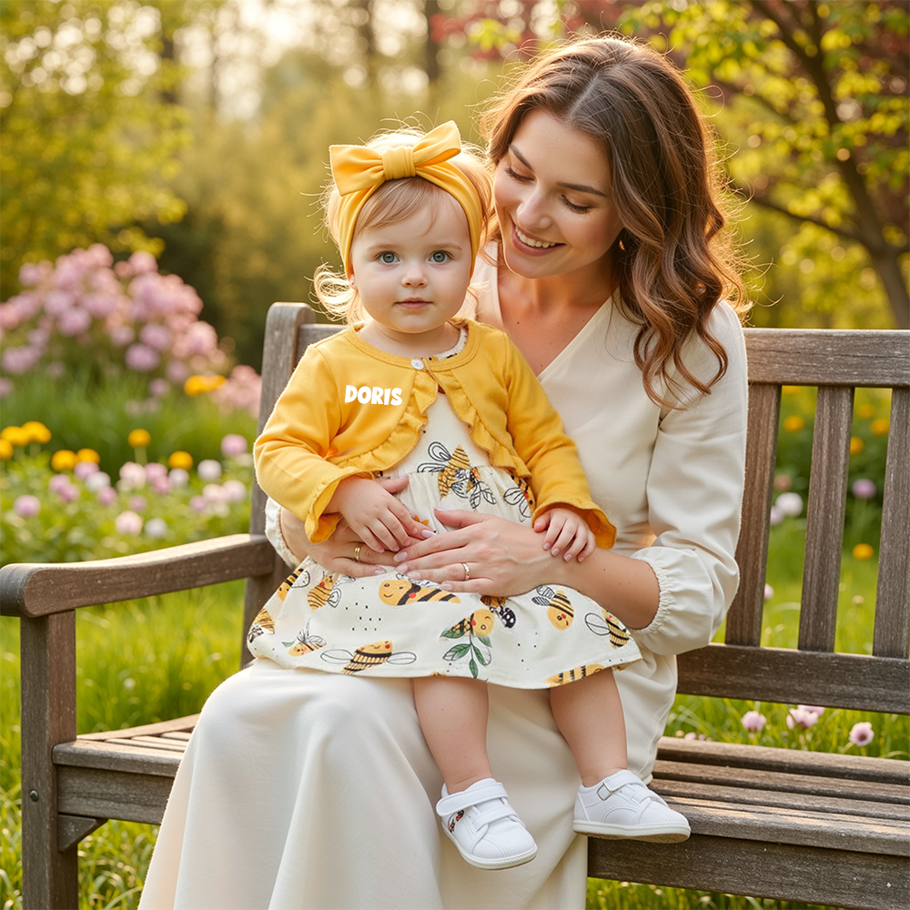 Personalized Baby GirlLittle Bee Dress With Headband| BBcloth113