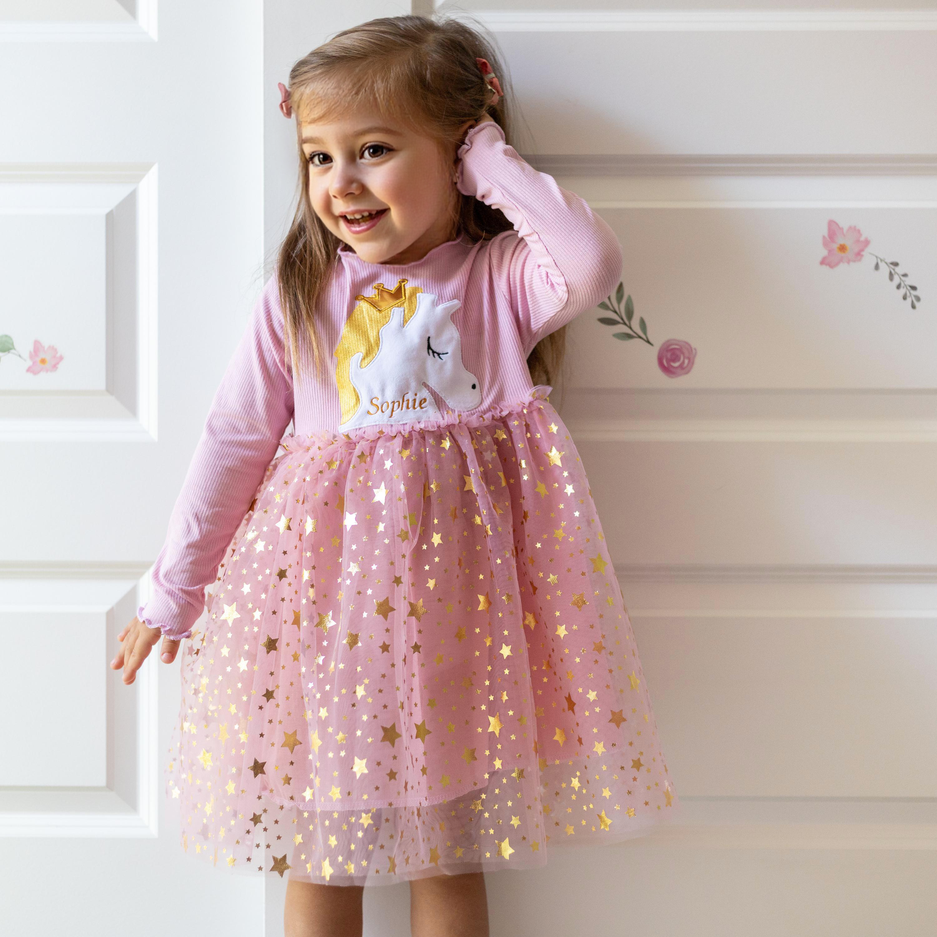 Personalized Girl Unicorn Birthday  Embroidered Tutu Dress| Dress42