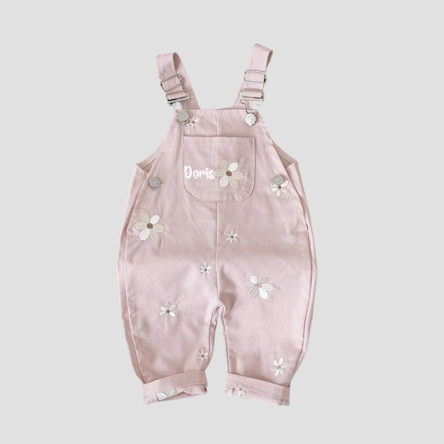 Personalized Baby Girl Embroidered Flower Overalls| Pants27