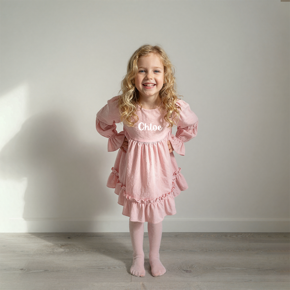 Personalized Girl Pink Lantern Sleeves Dress| Dress45