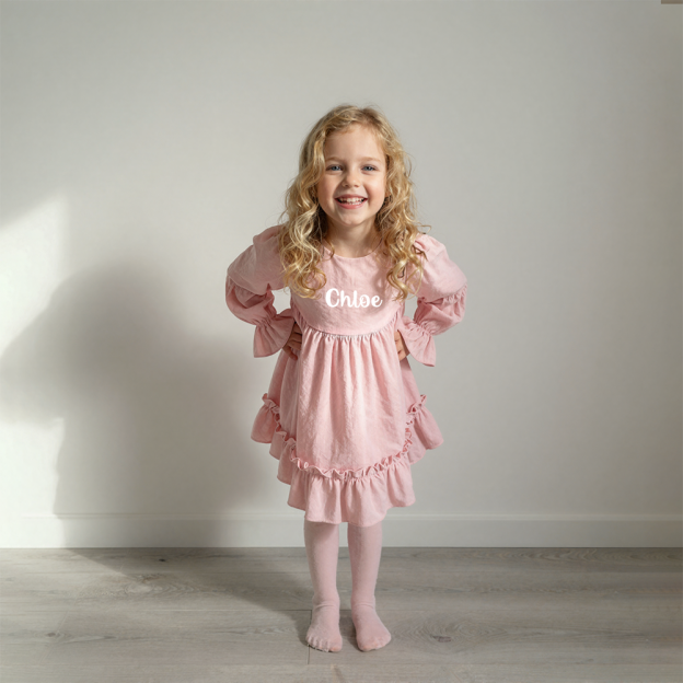 Personalized Girl Pink Lantern Sleeves Dress| Dress45