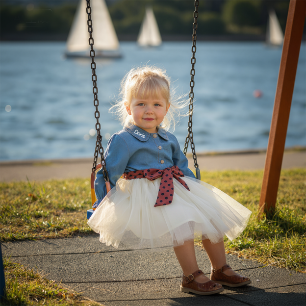 Personalized Girl Demin Tulle Dress| Dress46