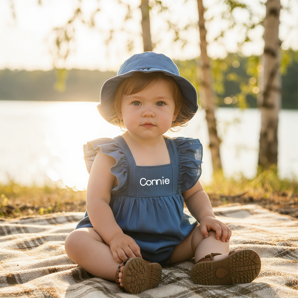 Personalized Baby Girl  Denim Romper Set| BBcloth118