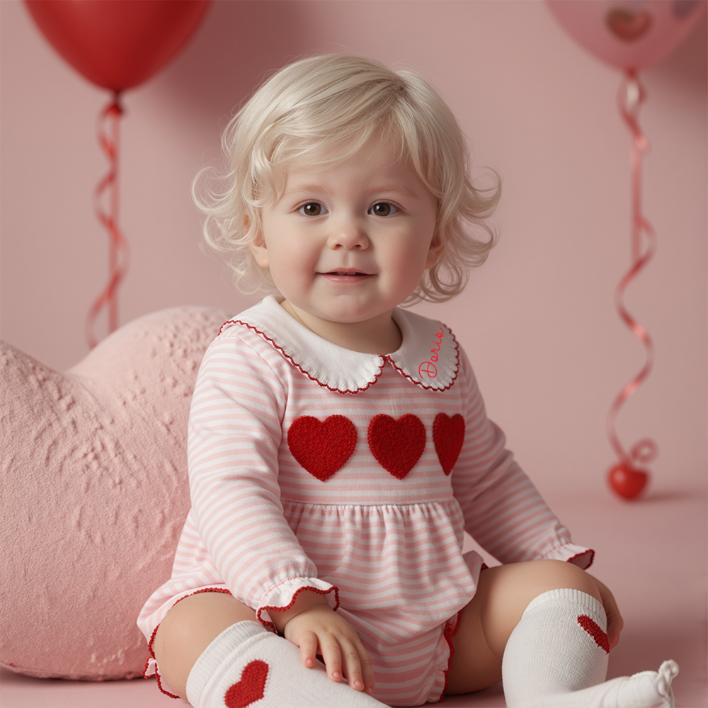 Personalized Baby Valentine Long Sleeves Romper| YESVa03