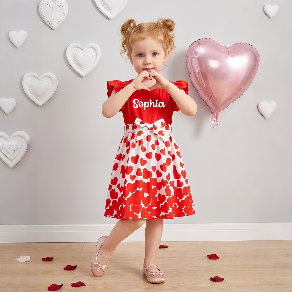 Personalized Girl Valentine's Day Heart Dress| YESVa12