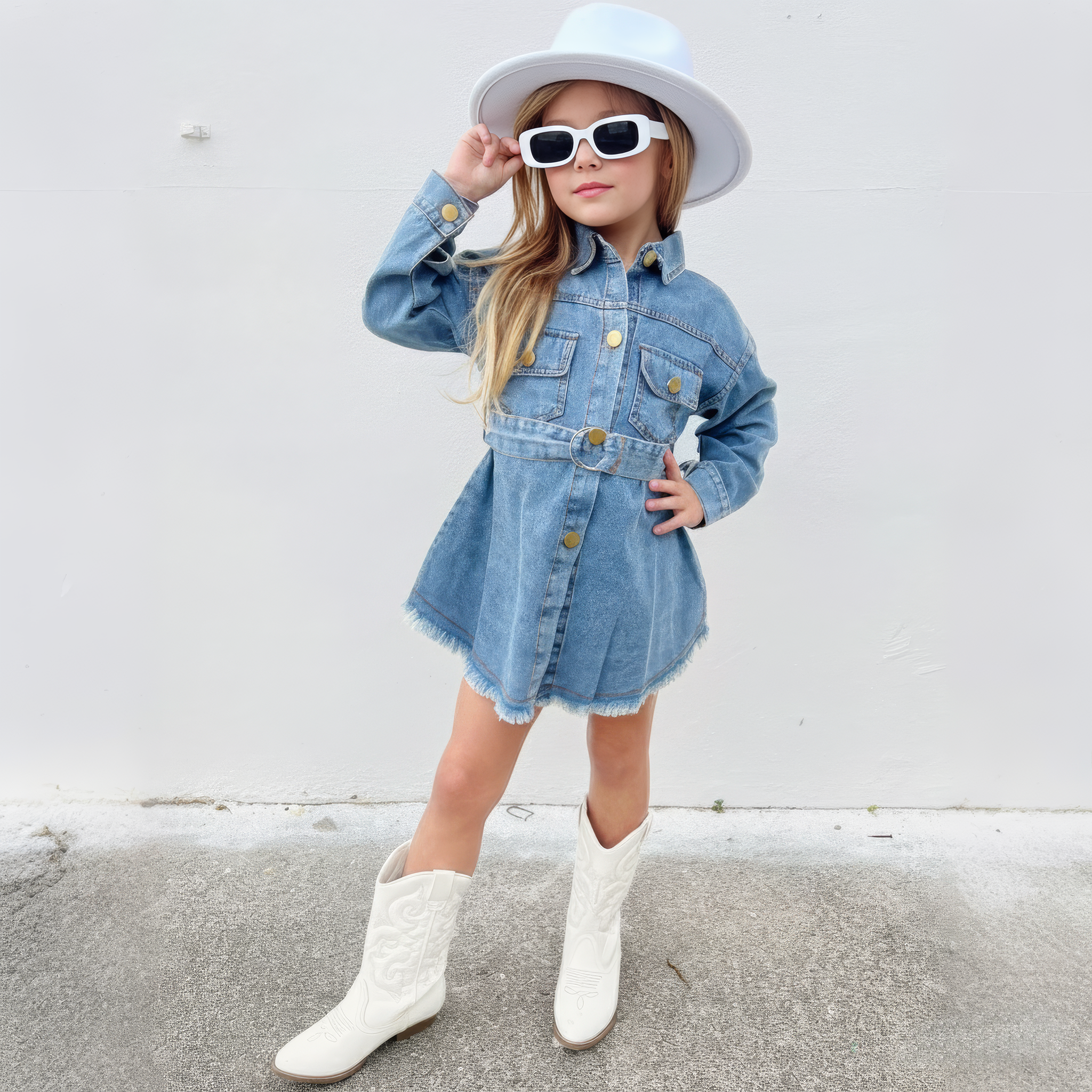 Personalized Girl Retro Denim Dress| Cloth266
