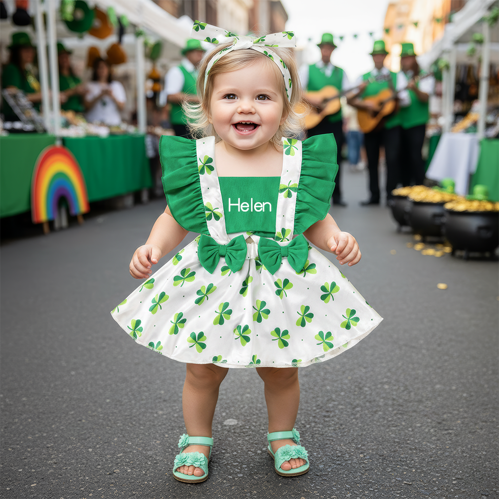 Personalized St. Patrick's Day Baby Dress & Headband Set| Dress60