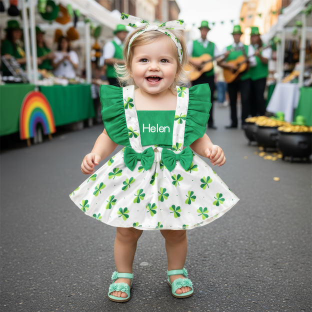 Personalized St. Patrick's Day Baby Dress & Headband Set| Dress60