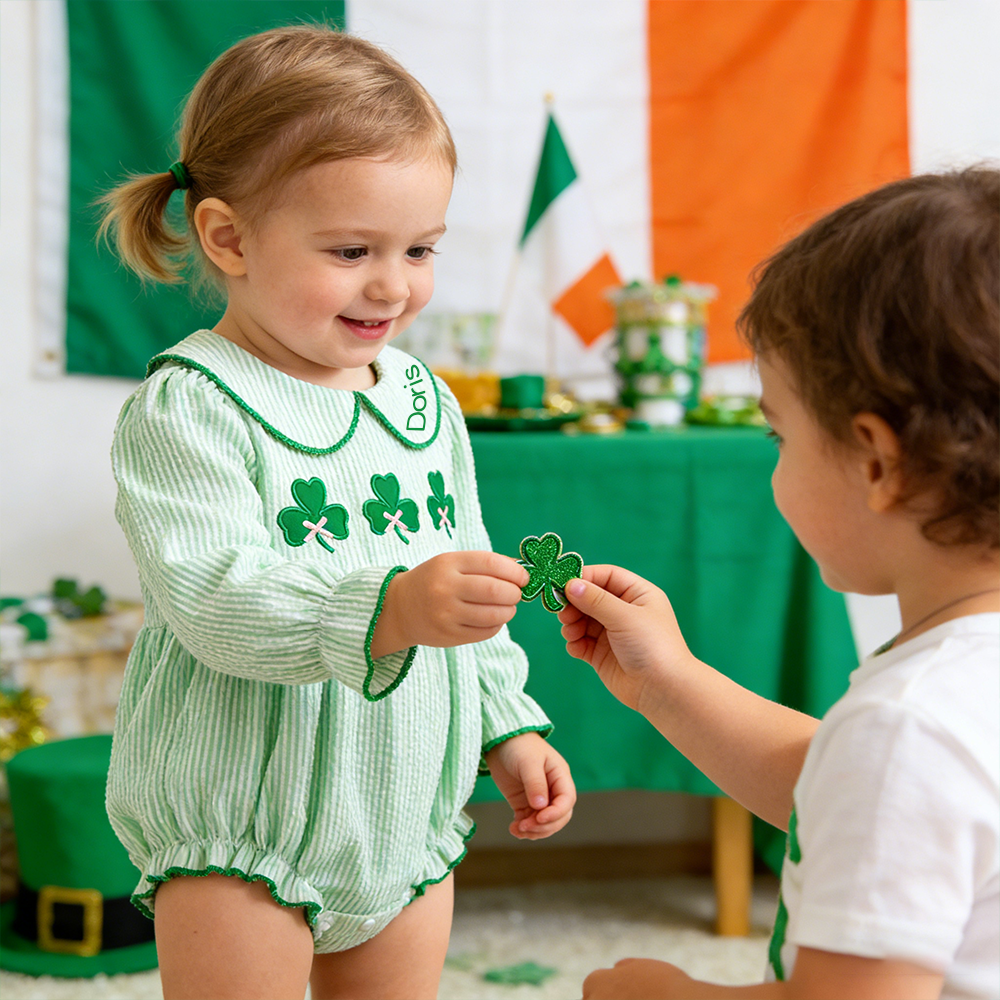 Personalized Baby Girl St. Patrick's Day Romper| BBcloth125