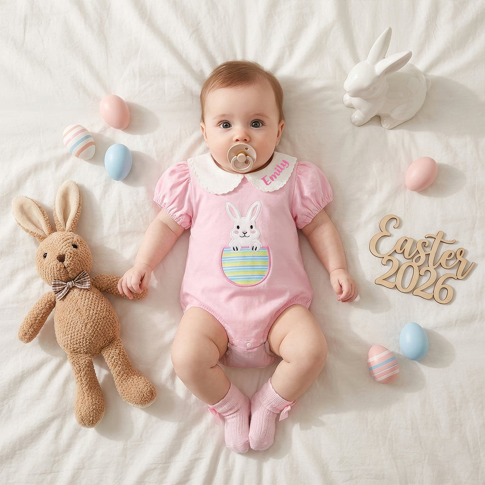 Personalized Baby Easter Bunny Romper| BBcloth126