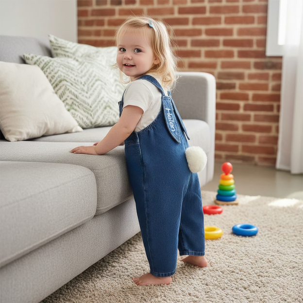 Personalized Kids Bunny Ear Demin Overalls| Pants33