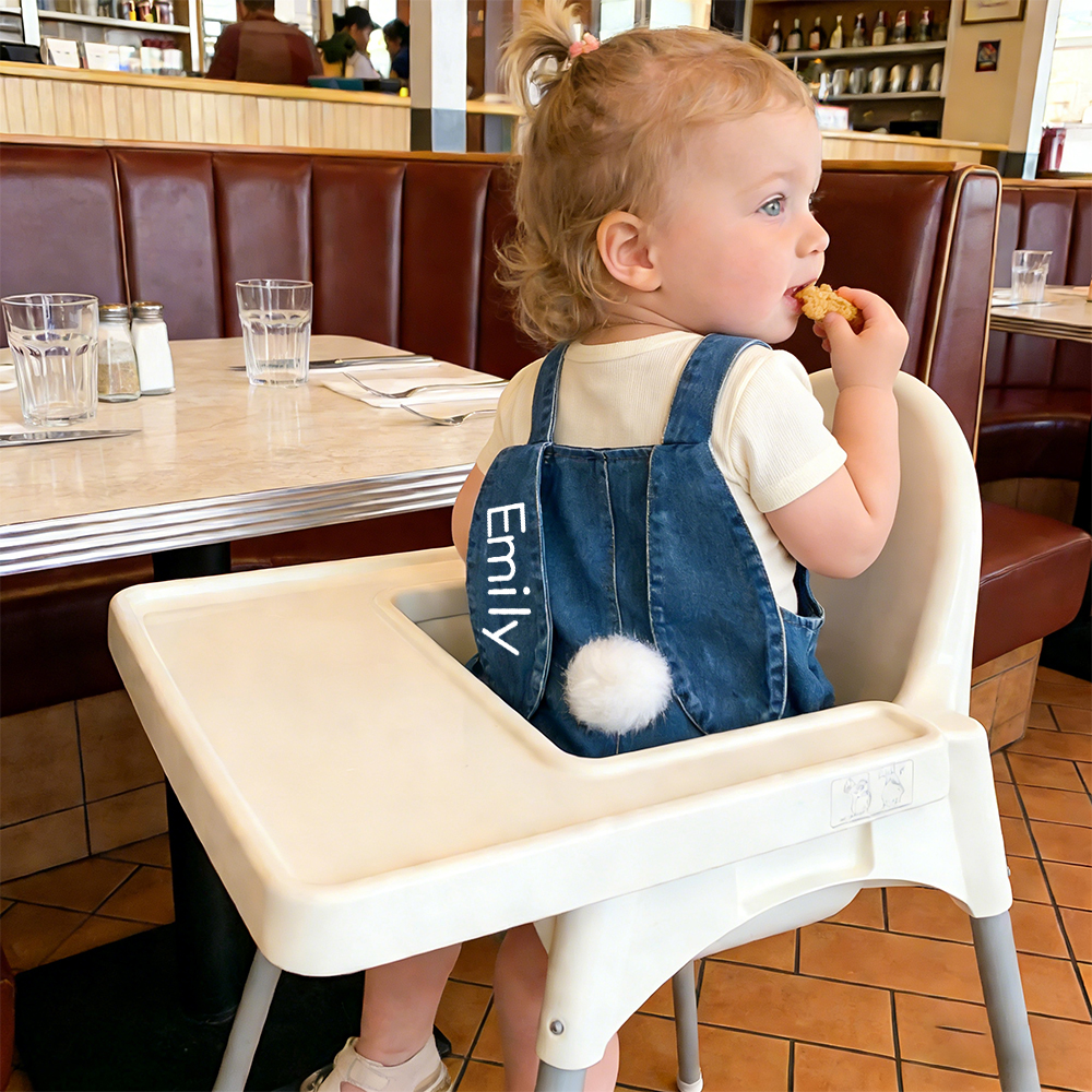 Personalized Kids Bunny Ear Denim Overalls| Pants34