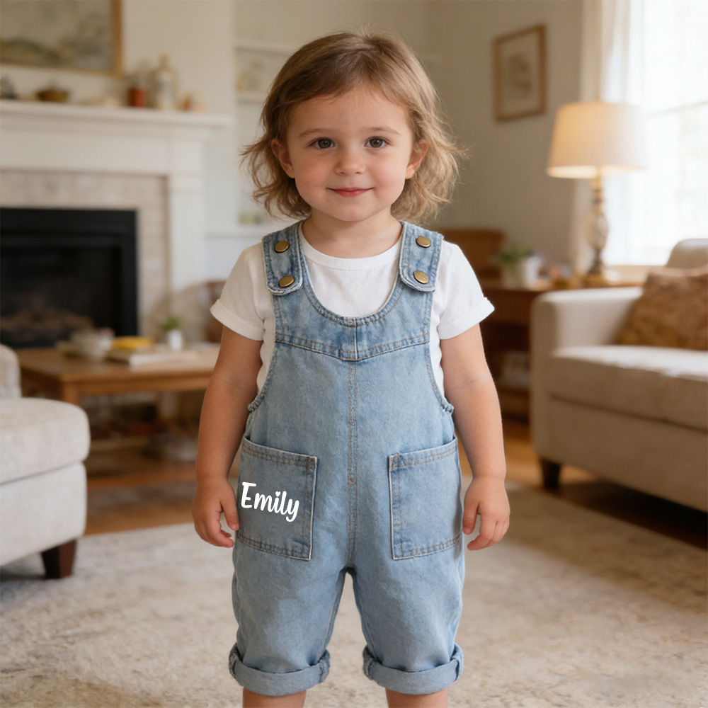 Personalized Kids Retro Denim Overalls| Pants41