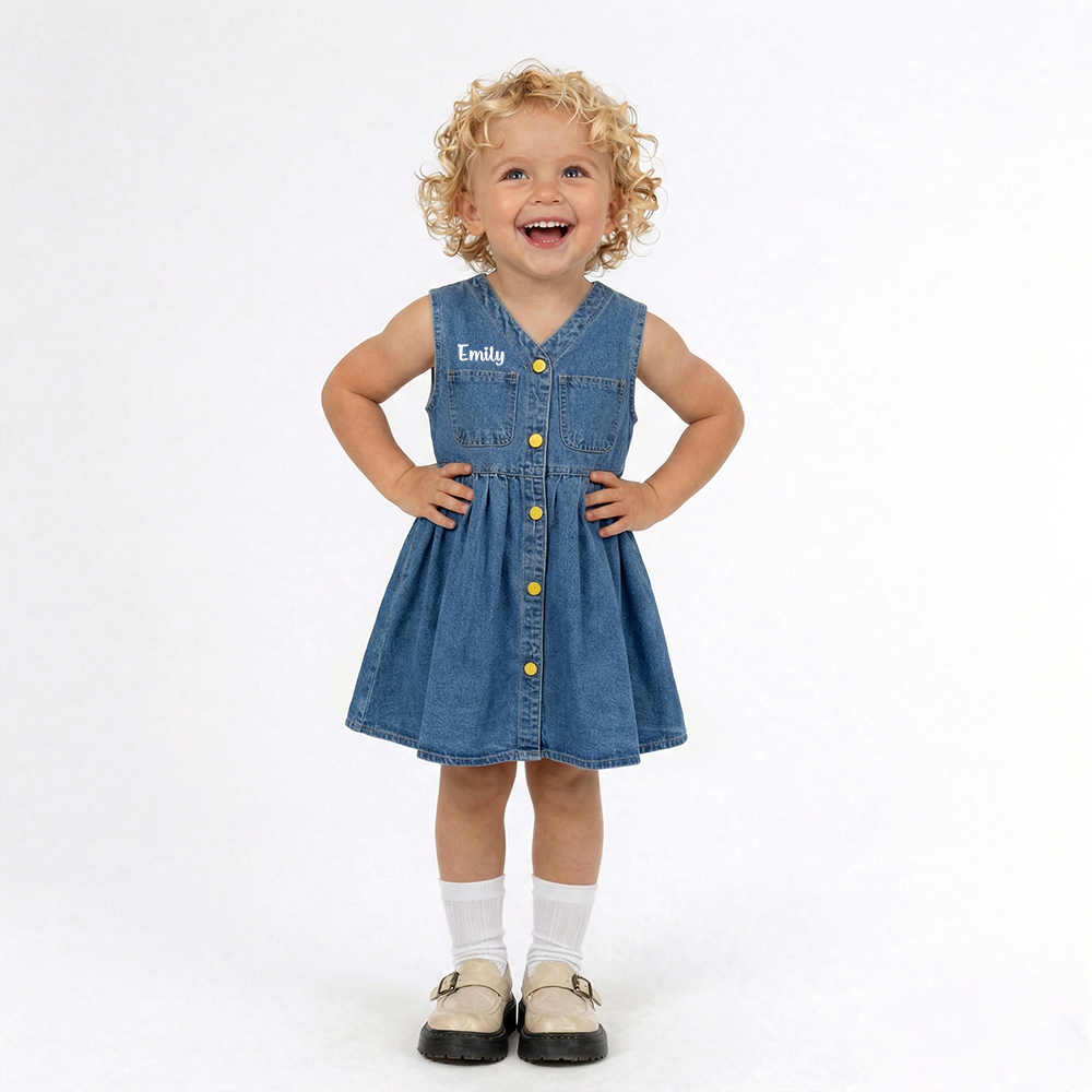 Personalized Girl Summer Denim Vest Dress| Dress70
