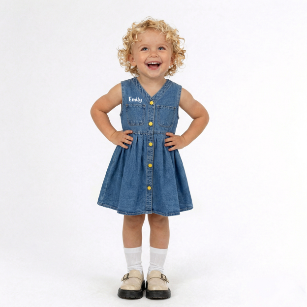 Personalized Girl Summer Denim Vest Dress| Dress70