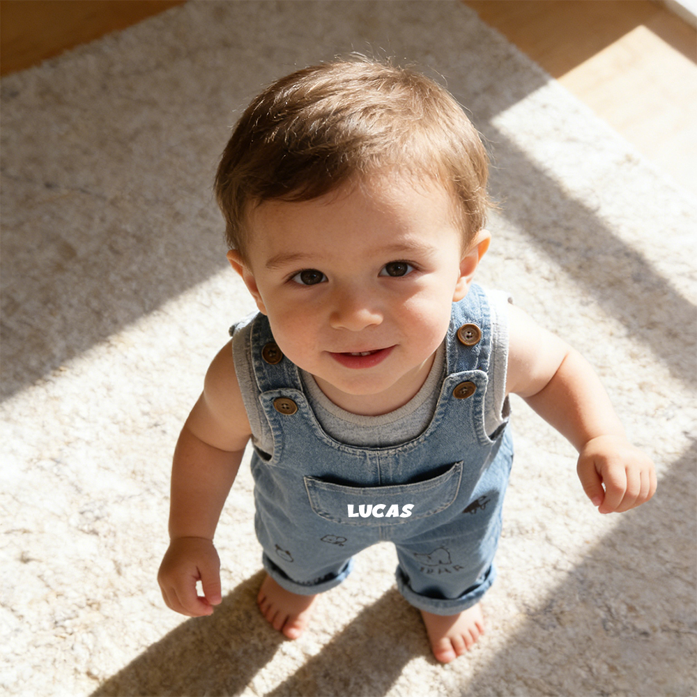 Personalized Kids Bear Denim Overalls| Pants48