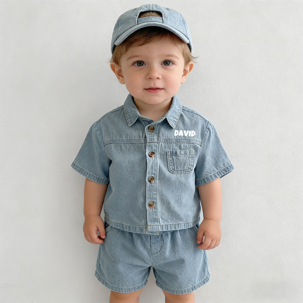 Personalized Boy Casual Denim Two-Piece Set| Cloth268