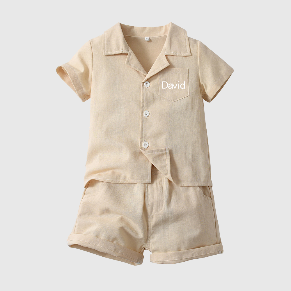 Personalized Boy Summer Casual Linen Short Set| Cloth269