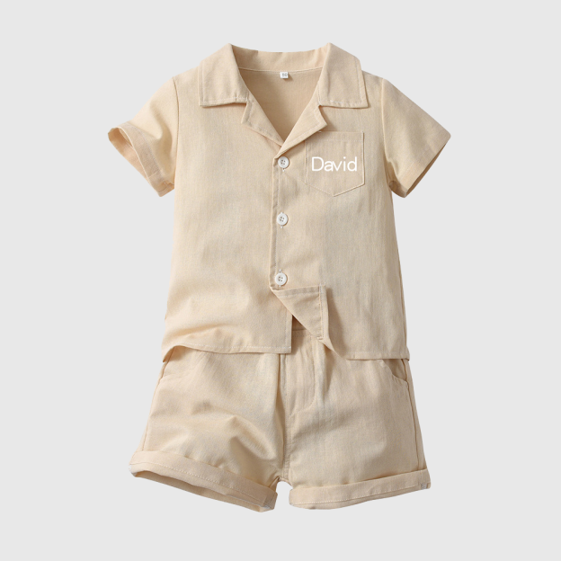 Personalized Boy Summer Casual Linen Short Set| Cloth269