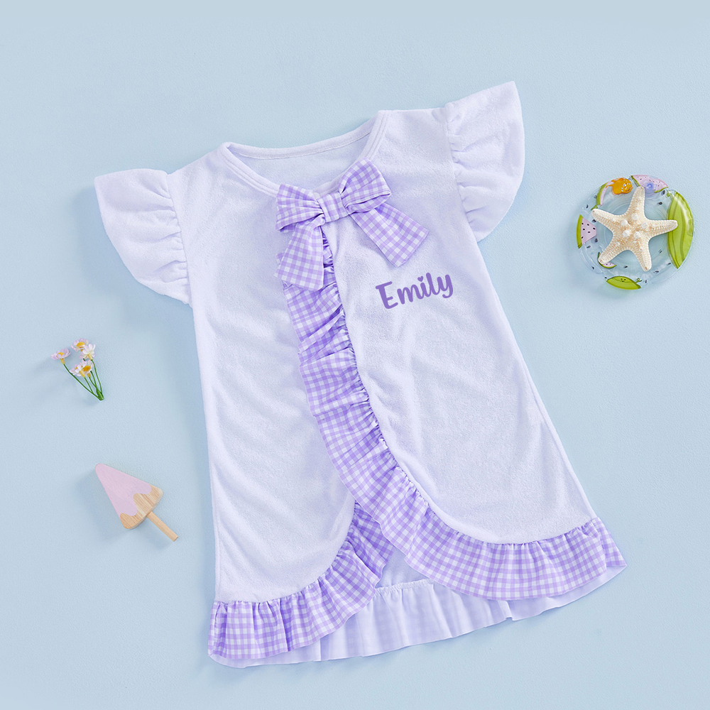 Personalized Girl Ruffle Beach Swim Cover Up| Swimsuit07