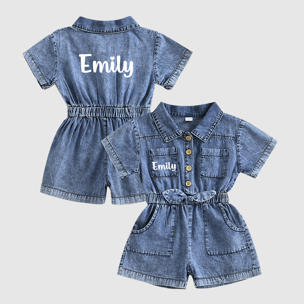 Personalized Girl Casual Denim Jumpsuit | cloth275