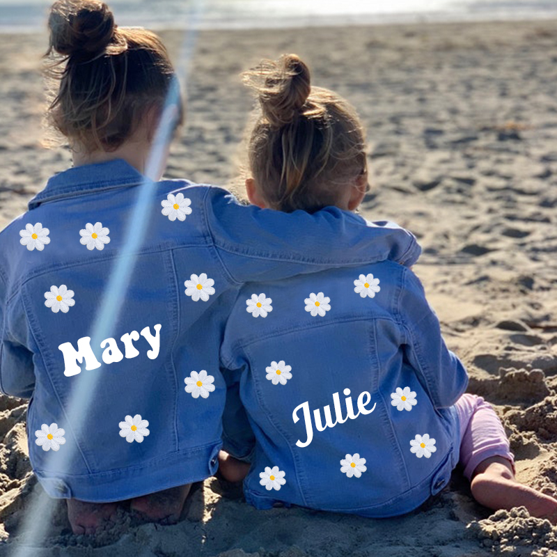 Personalized Girls Flower Denim Jackets | Cloth92