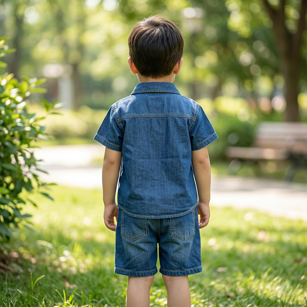 Personalized Boy Toddler Denim Shirt and Shorts Set| Cloth279