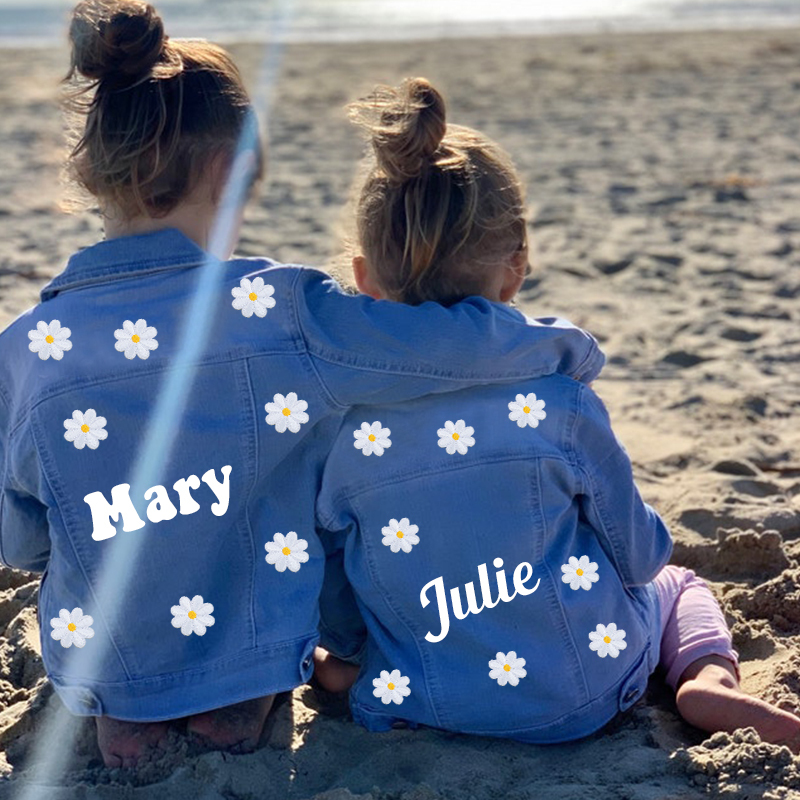 Personalized Girls Flower Denim Jackets | Cloth92