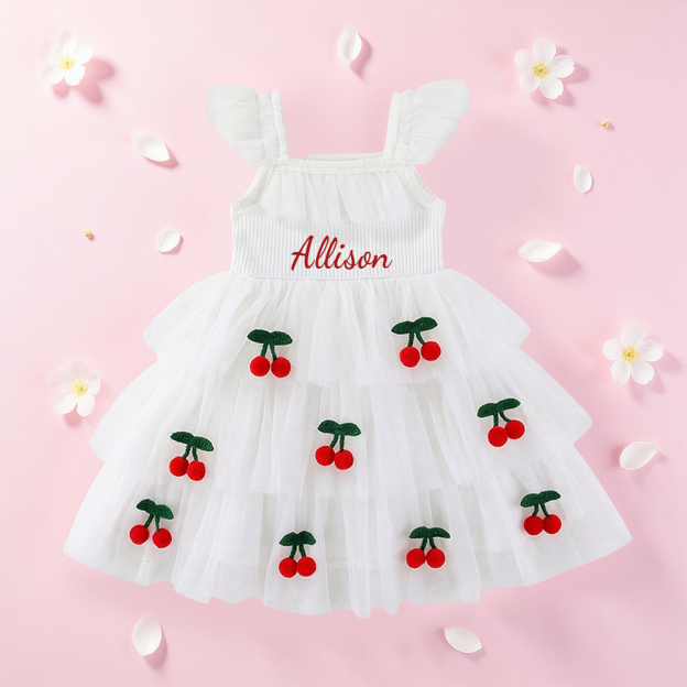 Personalized Girl Cherry Summer Tutu Dress| Dress102