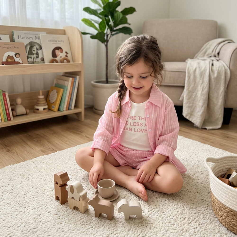 Personalized Girl Casual Pink Summer 3-Piece Outfit| Cloth283